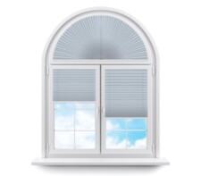 Плиссе арочные (шторы, жалюзи) силкшейд алю бело серый цена. Купить в «Мастерская Жалюзи»